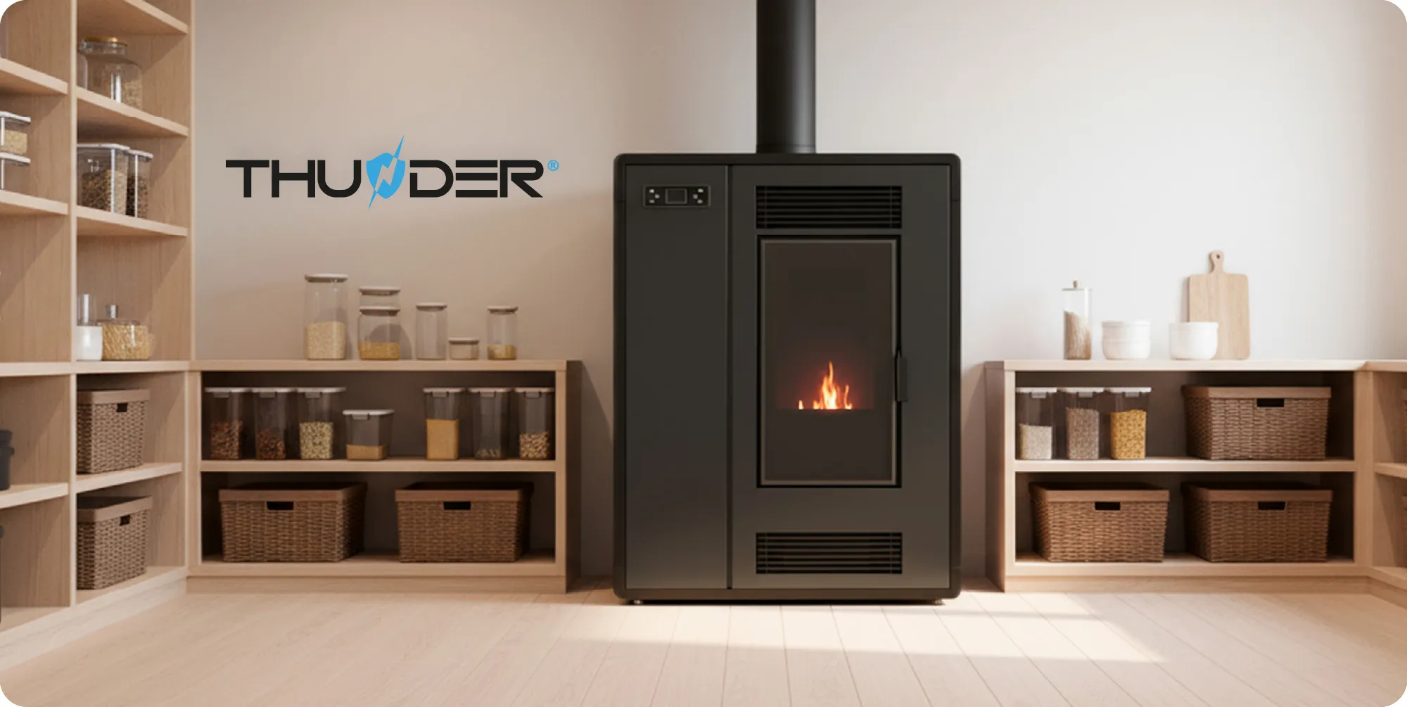 Sobă pe peleți autonomă 12kW – THUNDER ARIA-BLACK