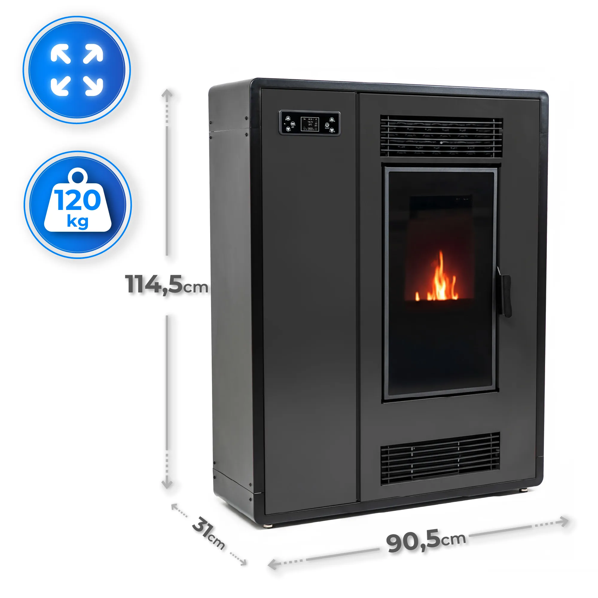 Specificații tehnice sobă THUNDER ARIA-BLACK 12 kW