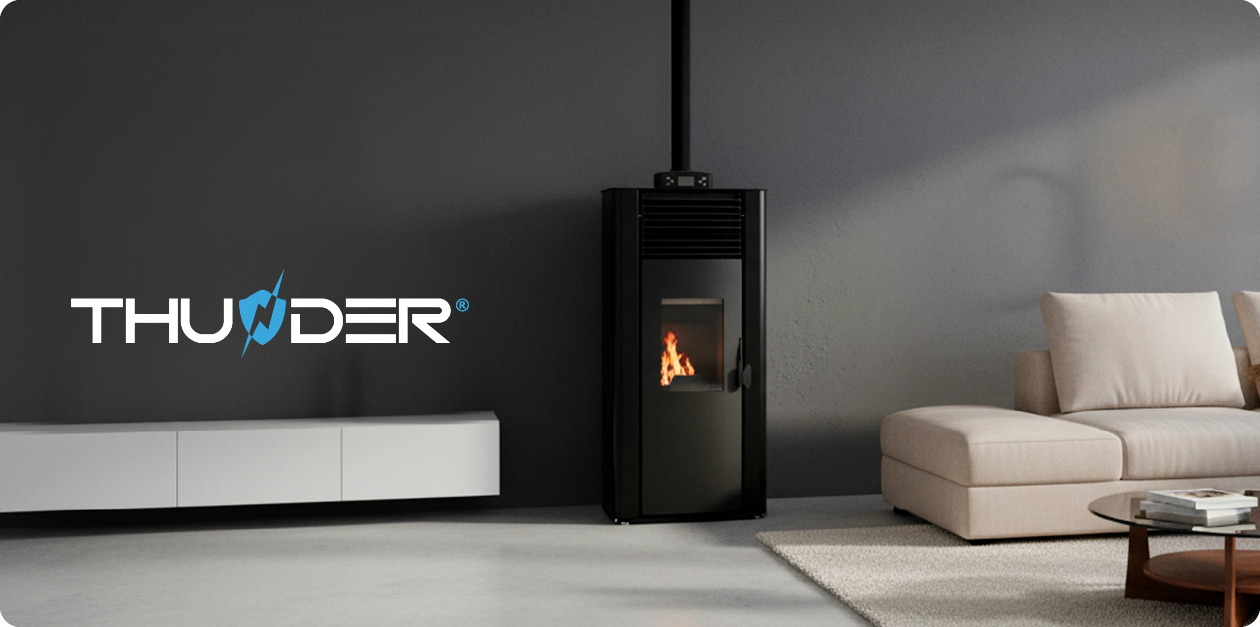 Sobă pe peleți autonomă 12kW – THUNDER ARIA-BLACK