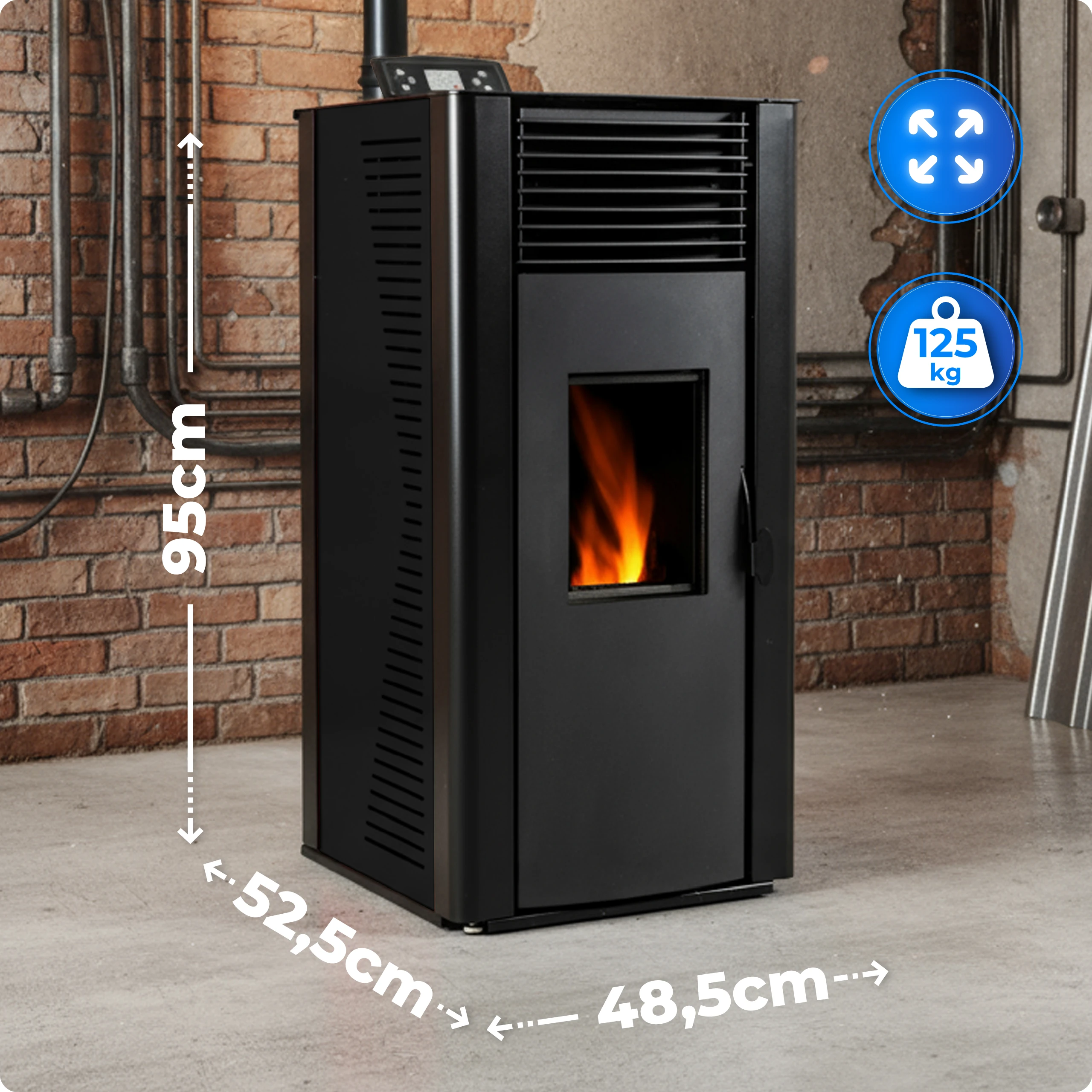 Specificații sobă THUNDER ARIA-BLACK 12 kW
