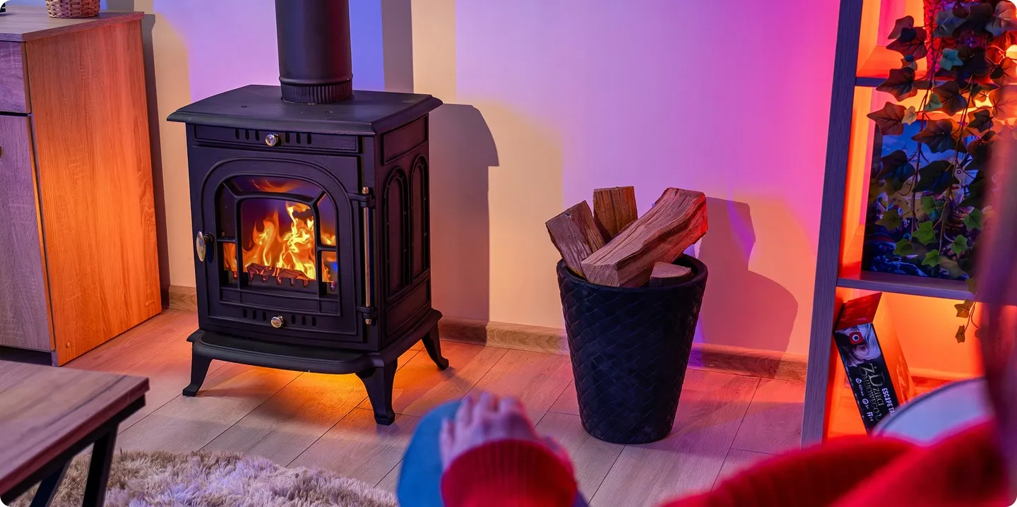 Sobă pe lemne independentă 7kW, șemineu din fontă