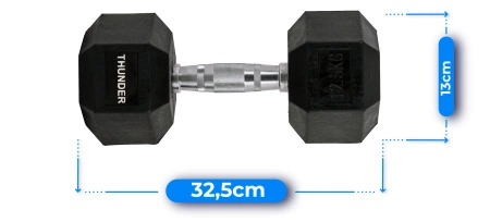 Ganteră hexagonală 12,5 kg THUNDER