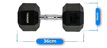 Ganteră hexagonală 17,5 kg THUNDER