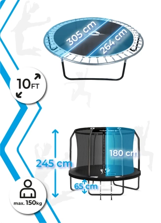 Trambulină THUNDER INSIDE ELITE 10FT (305 cm) NEGRU