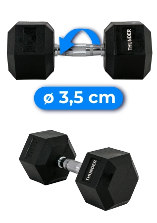 Ganteră hexagonală 17,5 kg THUNDER