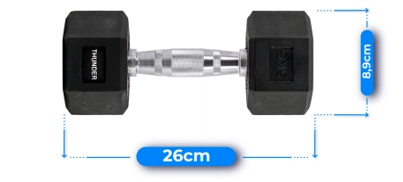 Haltér hexagonal 5 kg THUNDER