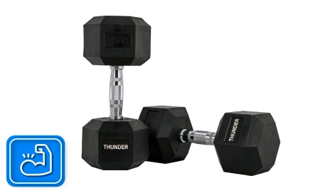 Ganteră hexagonală 17,5 kg THUNDER