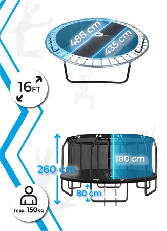 Trambulină THUNDER INSIDE ELITE 16FT (488 cm) NEGRU