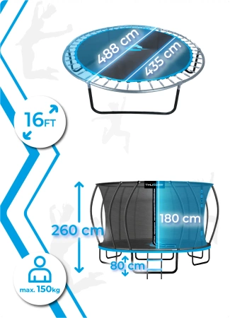 Trambulină THUNDER INSIDE ULTRA 16FT (488 cm) BLUE