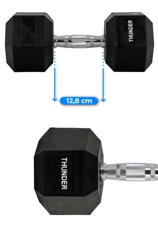 Ganteră hexagonală 17,5 kg THUNDER
