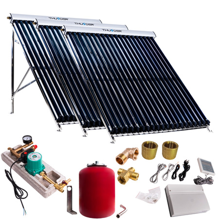 Kit solar cu 3 colectoare vidate de 20 de tuburi, fără cablu solar și fără rezervor