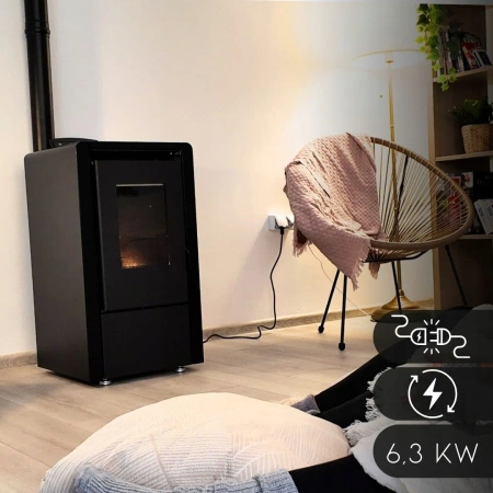 Sobă pe peleți LEYLA BLACK 6,3 kW