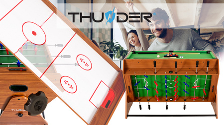 Masă de jocuri rotativă 3-în-1 din lemn THUNDER SMART