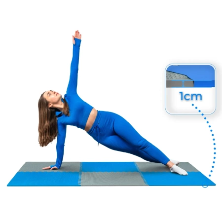 Placă puzzle pentru exerciții albastru-gri 60x60x1cm THUNDER