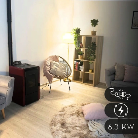 Sobă pe peleți LEYLA RED 6,3 kW 