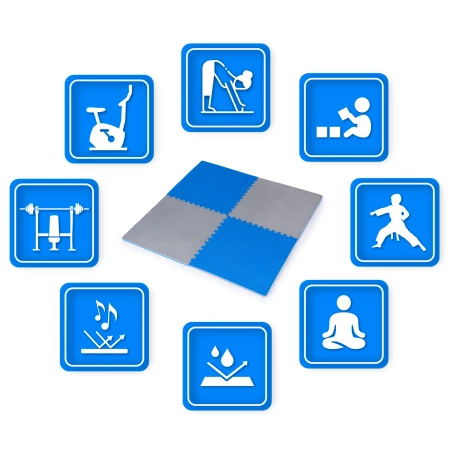Placă puzzle pentru exerciții albastru-gri 60x60x2cm THUNDER