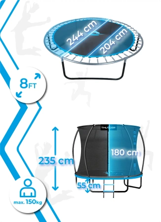 Trambulină THUNDER INSIDE ULTRA 8FT (244cm) BLUE