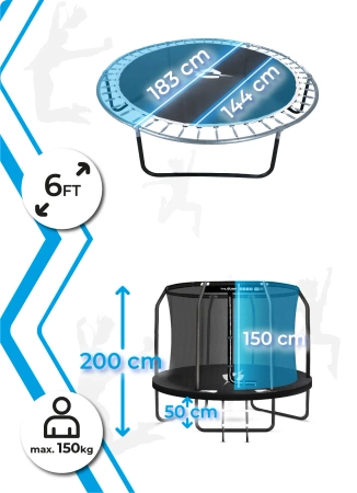 Trambulină THUNDER INSIDE ELITE 6FT (183 cm) NEGRU