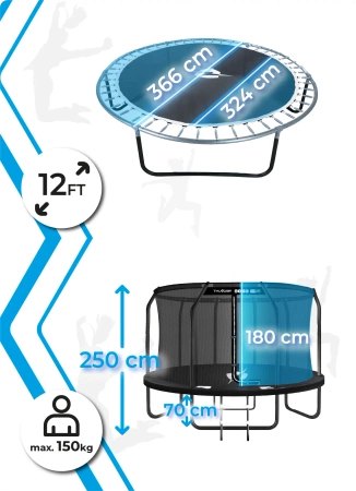 Trambulină THUNDER INSIDE ELITE 12FT (366 cm) NEGRU