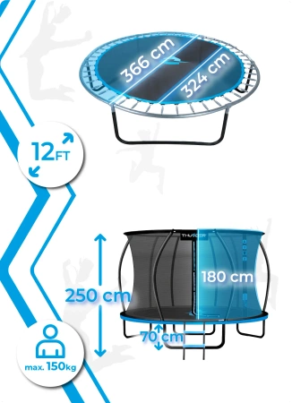 Trambulină THUNDER INSIDE ULTRA 12FT (366 cm) BLUE