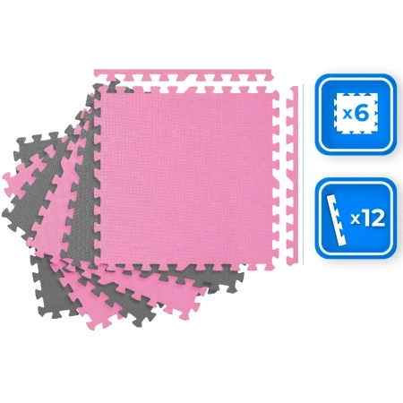 Placă puzzle pentru exerciții roz-gri 60x60cm THUNDER