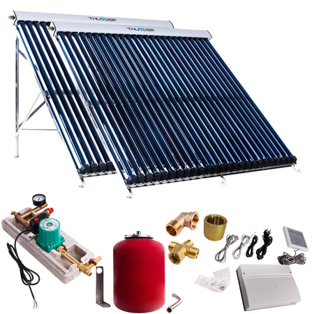 Kit solar cu 2 colectoare vidate de 25 de tuburi, fără cablu solar și fără rezervor