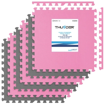 Placă puzzle pentru exerciții roz-gri 60x60cm THUNDER
