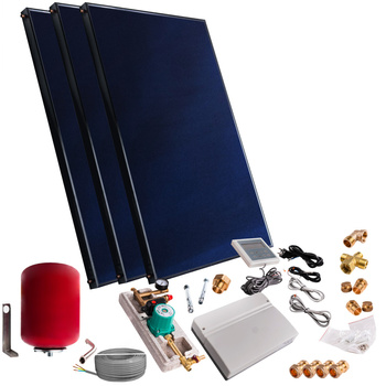 Kit solar cu trei panouri plate de 2m² fără cablu solar și fără rezervor