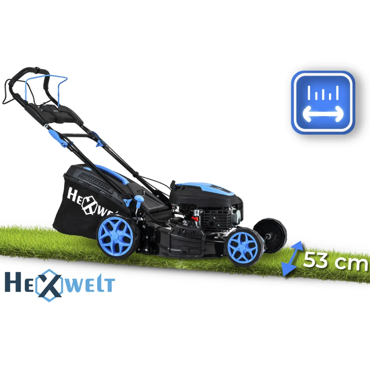 Mașină de tuns iarbă pe benzină Hexwelt 53 cm 4,4 kW cu tracțiune - imagine 2