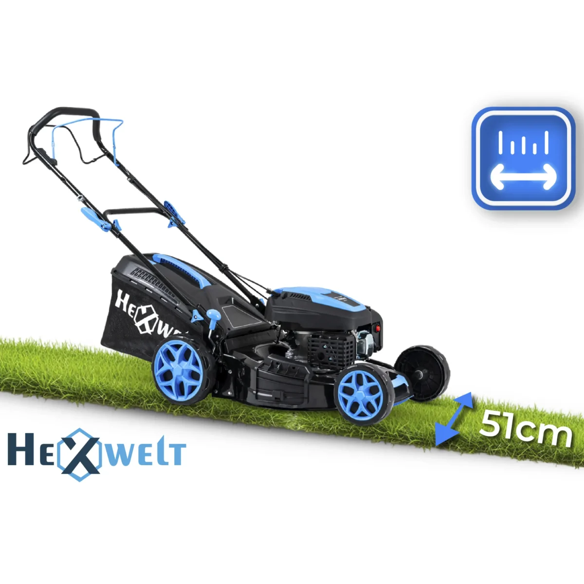Mașină de tuns iarbă pe benzină Hexwelt 51 cm 3,8 kW cu tracțiune - imagine 3