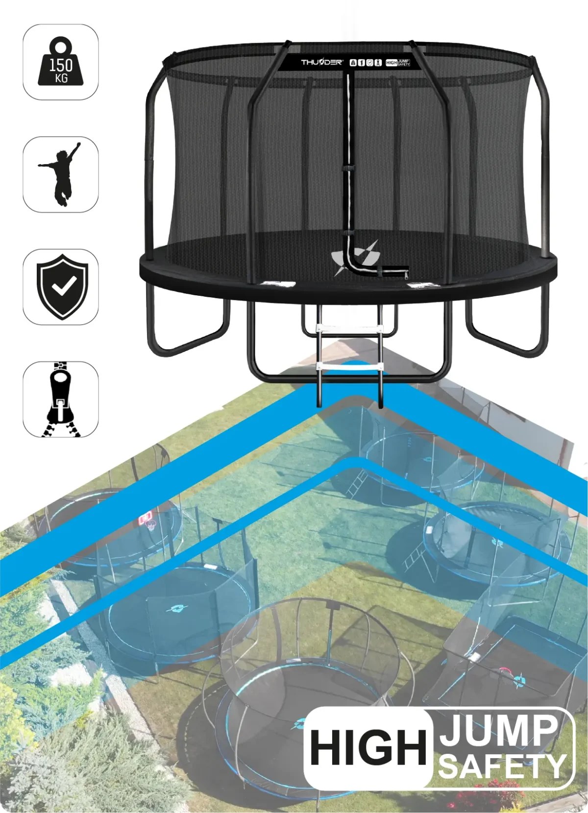 Trambulină THUNDER INSIDE ELITE 14FT (427 cm) BLACK - imagine 2